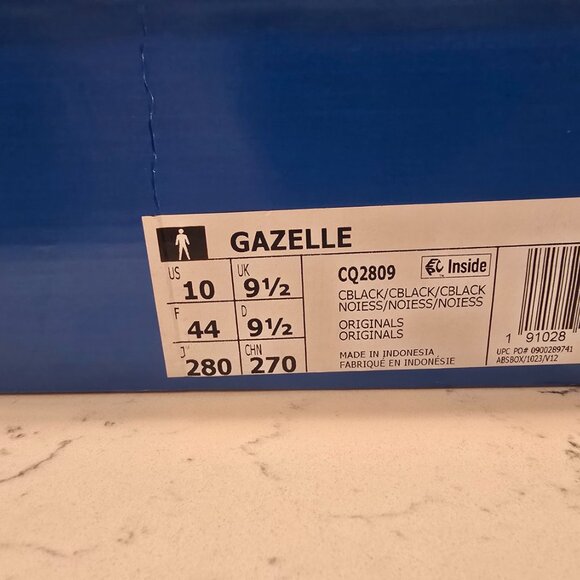 adidas Originals Gazelle Triple Black CQ2809 Men’s US Size 10 Shoes Trainers NEW - Picture 11 of 11